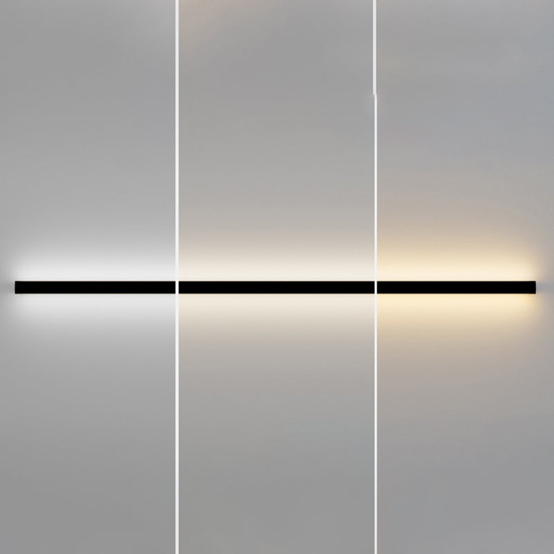 Linear Shape Metal Wall Mount Lighting Modern 1-Light Wall Mounted Light Fixture in Black