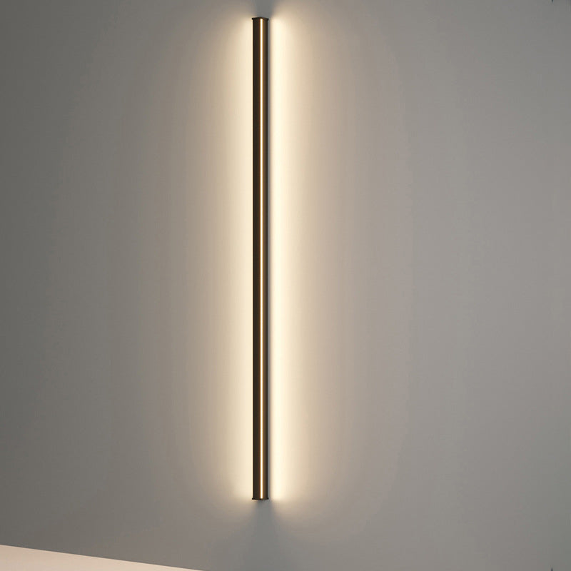 Linear Shape Metal Wall Mount Lighting Modern 1-Light Wall Mounted Light Fixture in Black