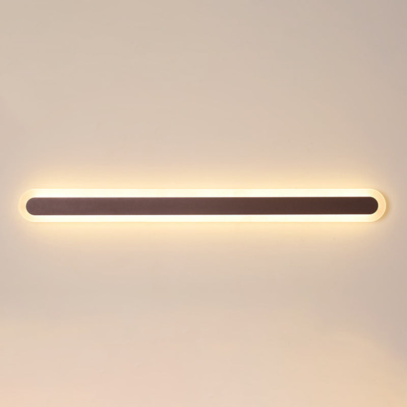 Linear Wall Light Fixture Modern Metal Single Light LED Mirror Light for Bathroom in Brown