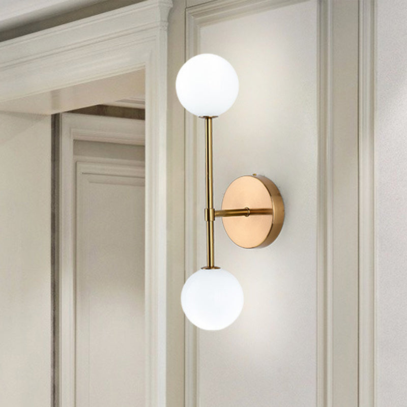 Orb White Glass Leuchte Moderne 2 Lampen Schwarz/Gold Finish Wandmontage Lampenmontage für Wohnzimmer