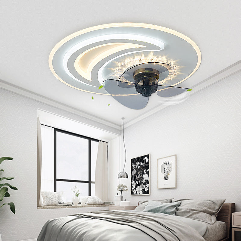 Modern Simple Ceiling Fan Light LED Ceiling Mount Lamp with Acrylic Shade for Bedroom