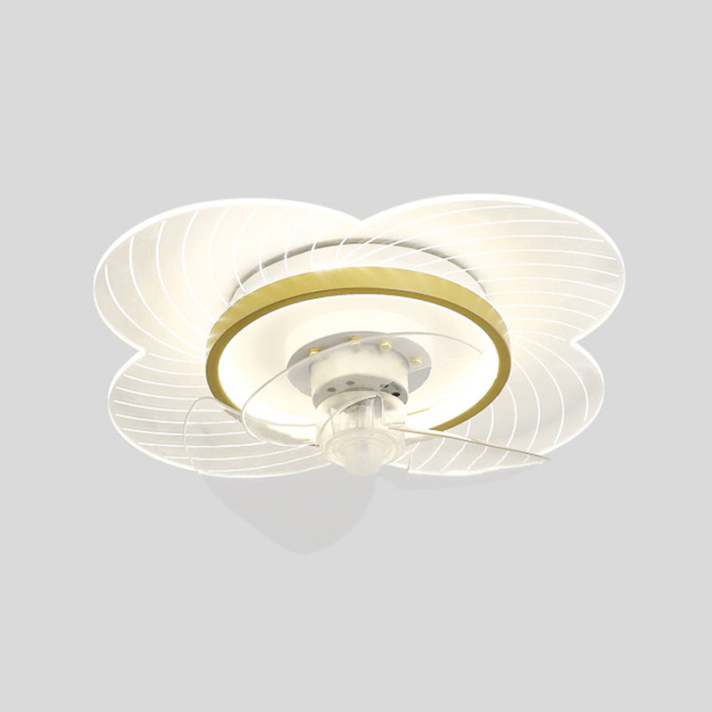 Modern Style LED Fan Light Metal Geometric Flush Mount Light in Gold for Living Room