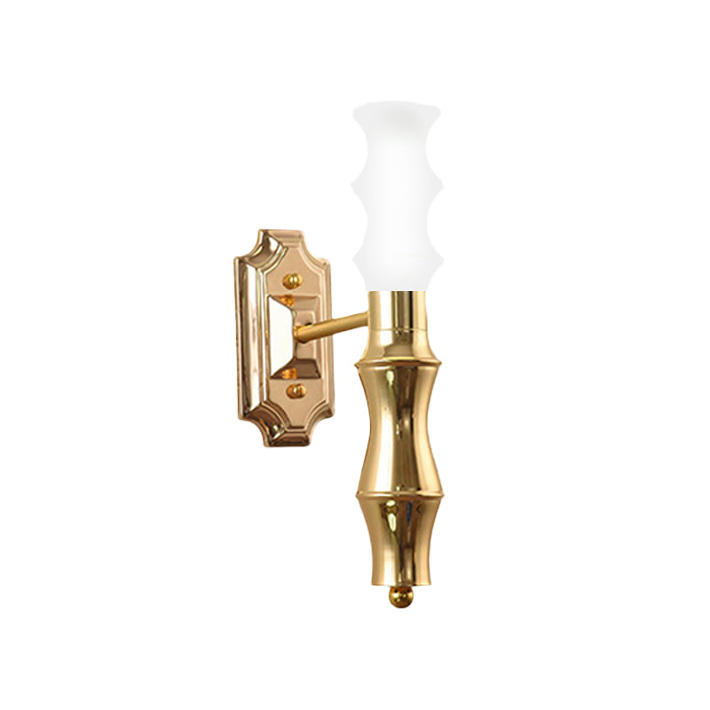 Poste-moderne Bamboo Sconce Metal 1 Light Living Room Sconce Éclairage d'éclairage en laiton