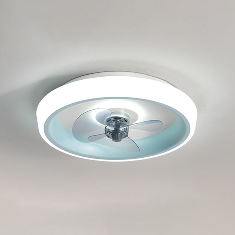 Round Ceiling Fan Light Modern LED Ceiling Mount Lamp with Acrylic Shade for Bedroom