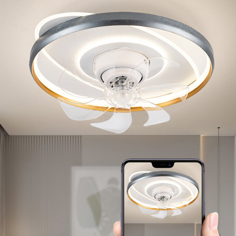 Round Ceiling Fan Light Modern LED Ceiling Mount Lamp with Acrylic Shade for Bedroom