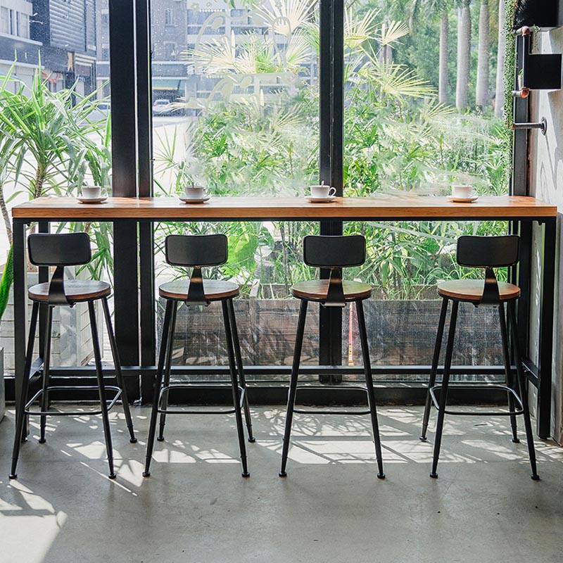Coffee Shop Bar Height Counter Height Table Industrial Solid Wood Rectangle Pub Table