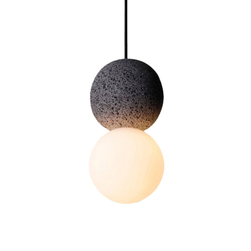 Double Ball Pendant Light Modern Glass and Terrazzo 1 Light Pink/Grey Hanging Ceiling Light