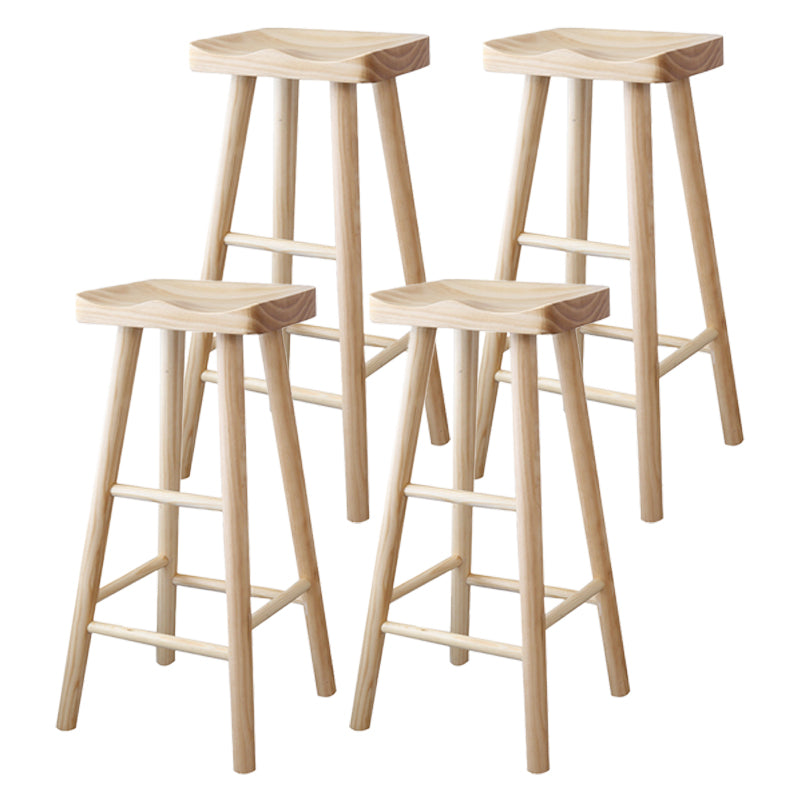 Coffee Shop Contemporary Barstool Indoor Wood 4 Legs Bar Stool with Pedal