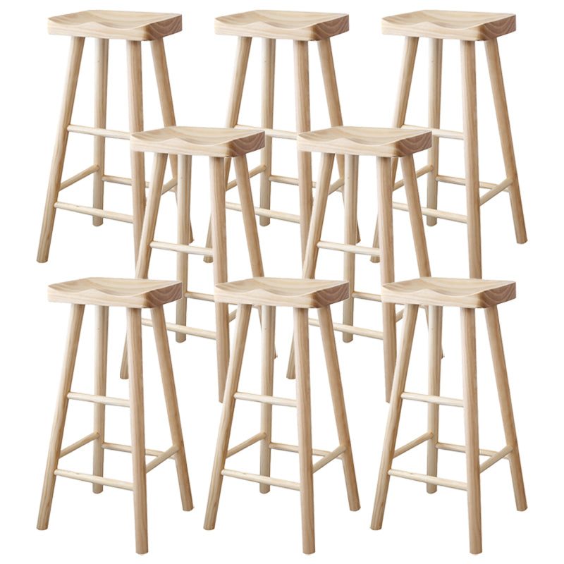 Coffee Shop Contemporary Barstool Indoor Wood 4 Legs Bar Stool with Pedal