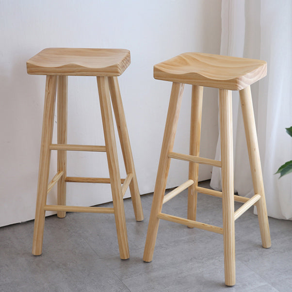 Coffee Shop Contemporary Barstool Indoor Wood 4 Legs Bar Stool with Pedal