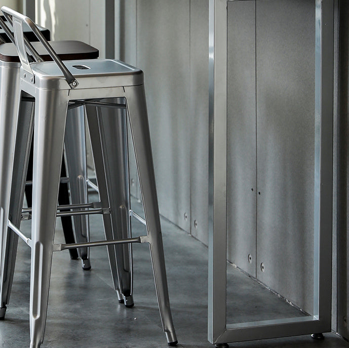 Industrial Wood Top Barstool Iron 4 Legs Bar Stool for Indoor