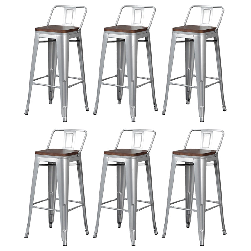 Industrial Wood Top Barstool Iron 4 Legs Bar Stool for Indoor