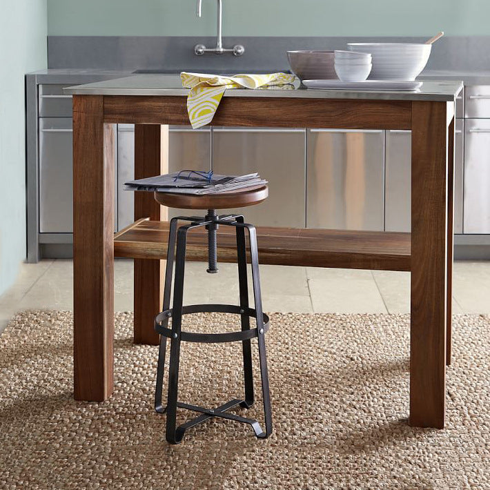 Restaurant Industrial Wood Barstool Wood Iron Base Bar Stool with Pedal