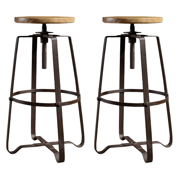 Restaurant Industrial Wood Barstool Wood Iron Base Bar Stool with Pedal