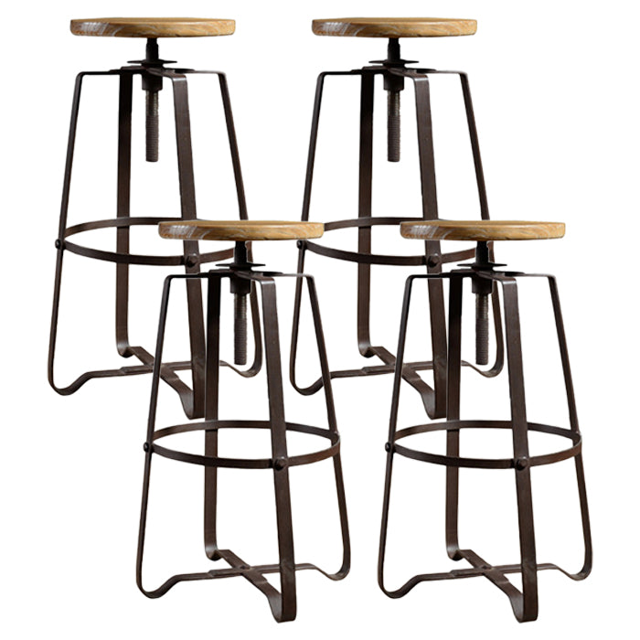 Restaurant Industrial Wood Barstool Wood Iron Base Bar Stool with Pedal
