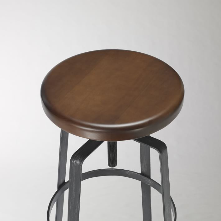Restaurant Industrial Wood Barstool Wood Iron Base Bar Stool with Pedal