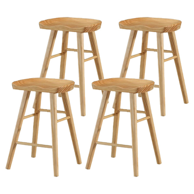 Restaurant Simple Wood Barstool Wood 4 Legs Bar Stool with Pedal