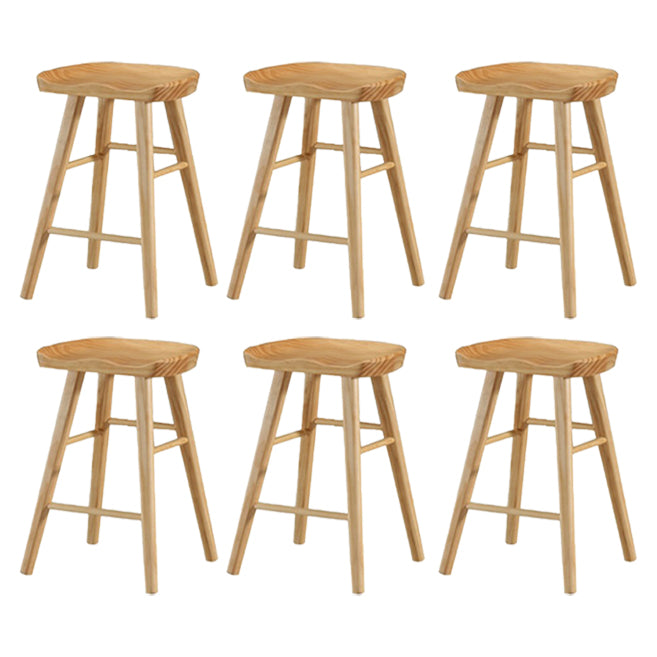 Restaurant Simple Wood Barstool Wood 4 Legs Bar Stool with Pedal