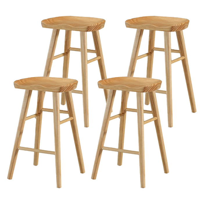Restaurant Simple Wood Barstool Wood 4 Legs Bar Stool with Pedal