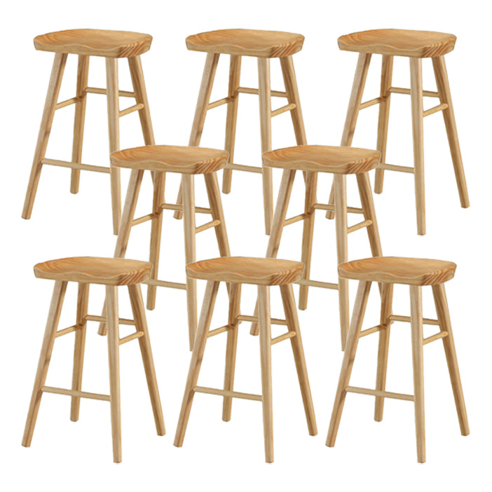 Restaurant Simple Wood Barstool Wood 4 Legs Bar Stool with Pedal