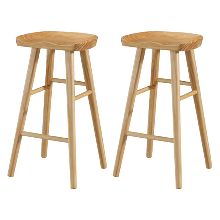 Restaurant Simple Wood Barstool Wood 4 Legs Bar Stool with Pedal