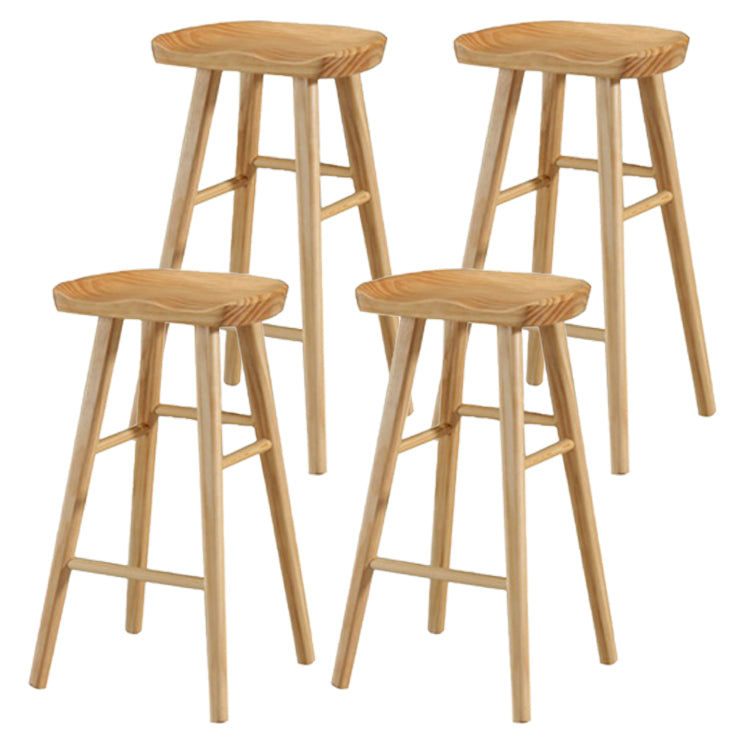 Restaurant Simple Wood Barstool Wood 4 Legs Bar Stool with Pedal
