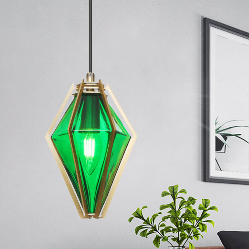 Diamond Office Room pendentif vert clair / verre blanc 5 "/6,5" / 10 "de large 1 lumière moderne plafond suspendu