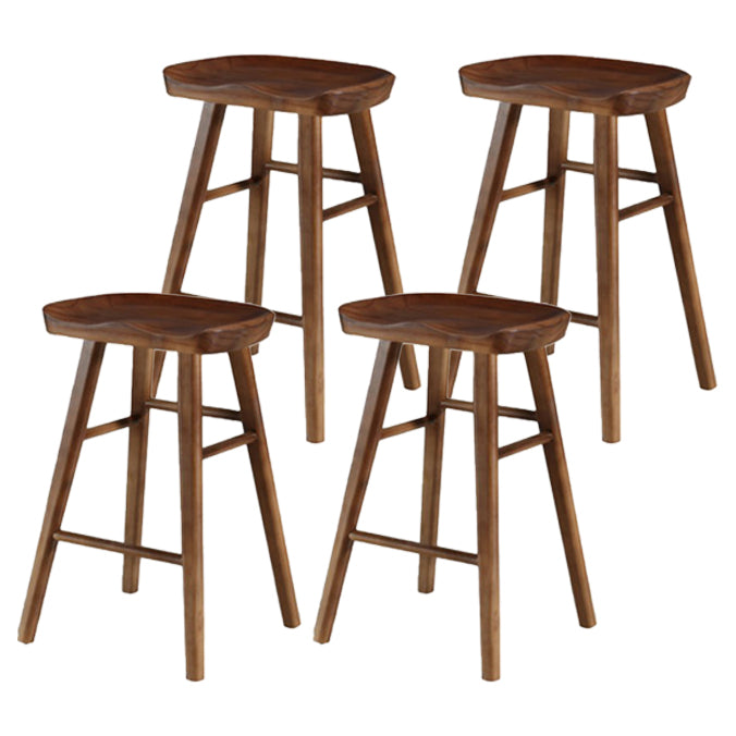 Restaurant Simple Wood Barstool Wood 4 Legs Bar Stool with Pedal