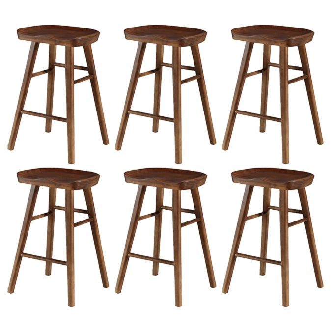 Restaurant Simple Wood Barstool Wood 4 Legs Bar Stool with Pedal