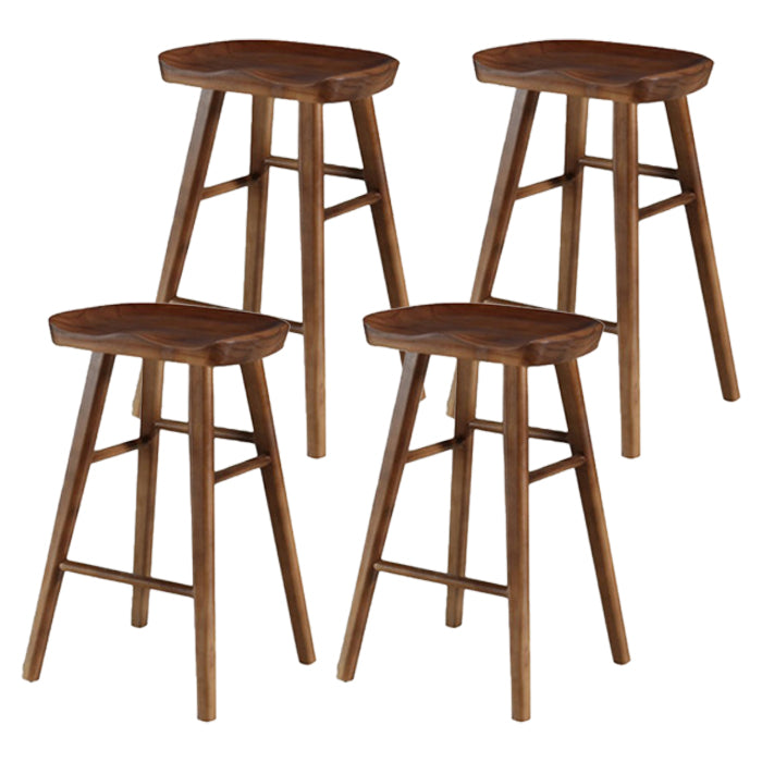 Restaurant Simple Wood Barstool Wood 4 Legs Bar Stool with Pedal