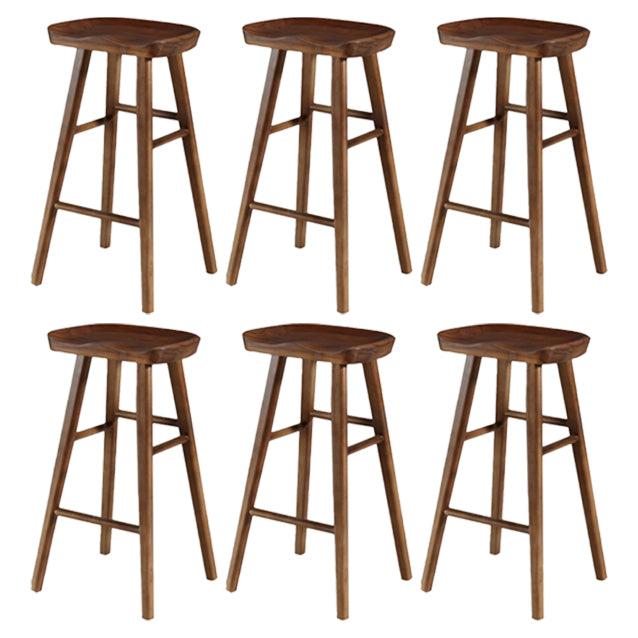 Restaurant Simple Wood Barstool Wood 4 Legs Bar Stool with Pedal