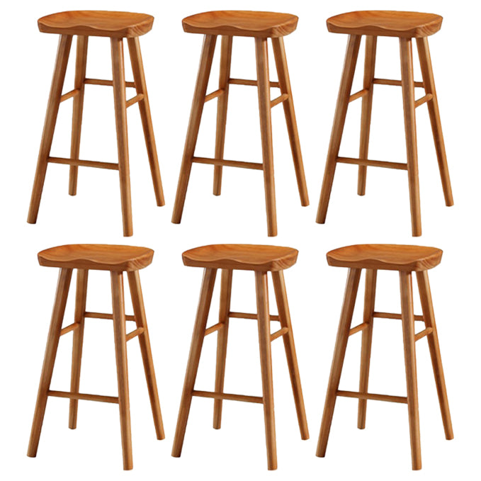 Restaurant Simple Wood Barstool Wood 4 Legs Bar Stool with Pedal