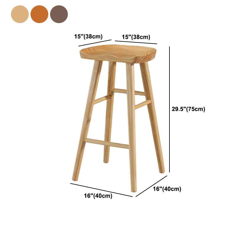 Restaurant Simple Wood Barstool Wood 4 Legs Bar Stool with Pedal
