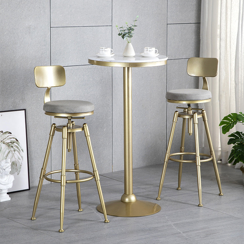 Living Room Glam Style Barstool Gold 4 Legs Bar Stool with Pedal