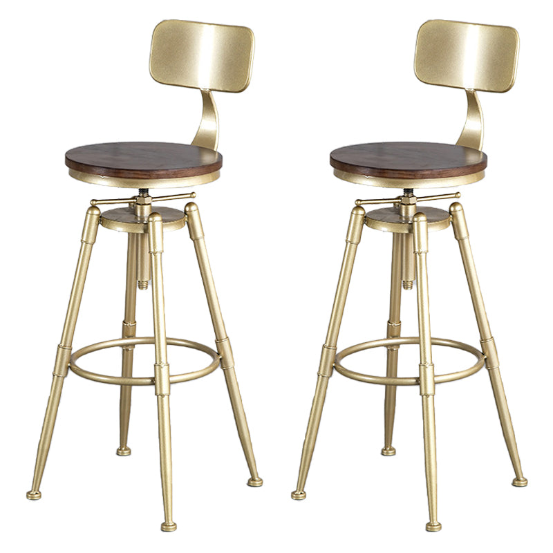 Living Room Glam Style Barstool Gold 4 Legs Bar Stool with Pedal