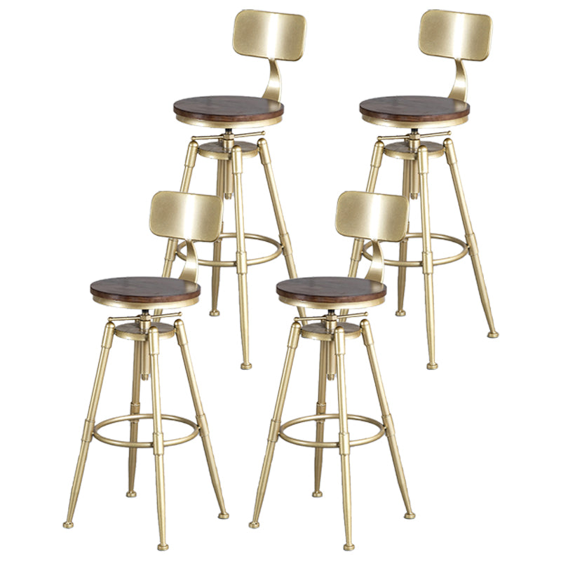 Living Room Glam Style Barstool Gold 4 Legs Bar Stool with Pedal