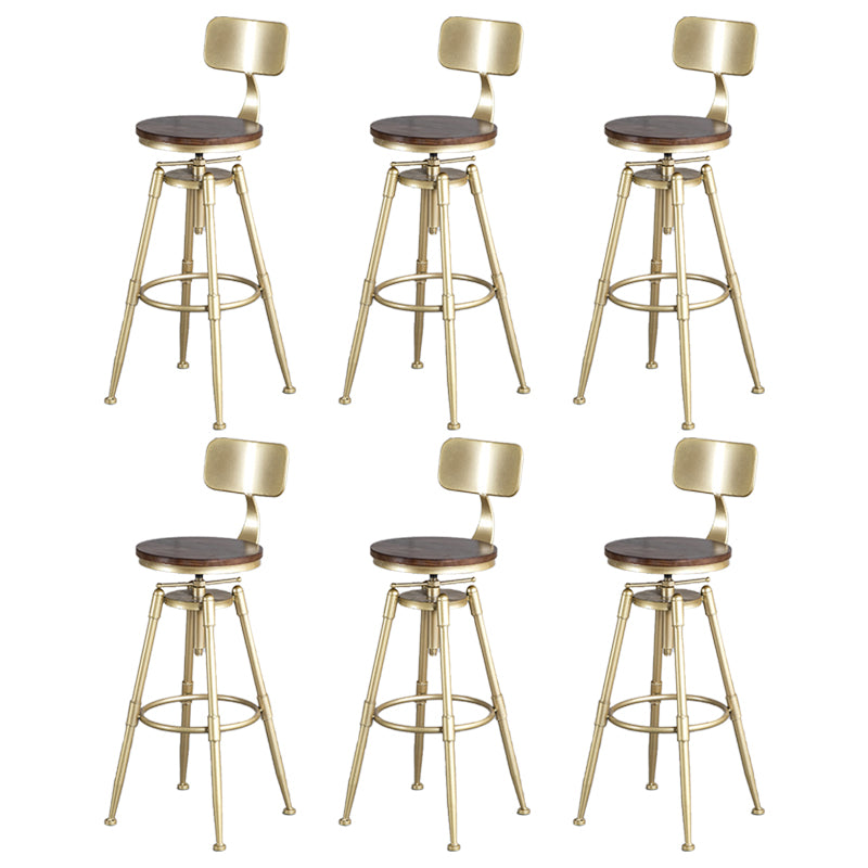 Living Room Glam Style Barstool Gold 4 Legs Bar Stool with Pedal