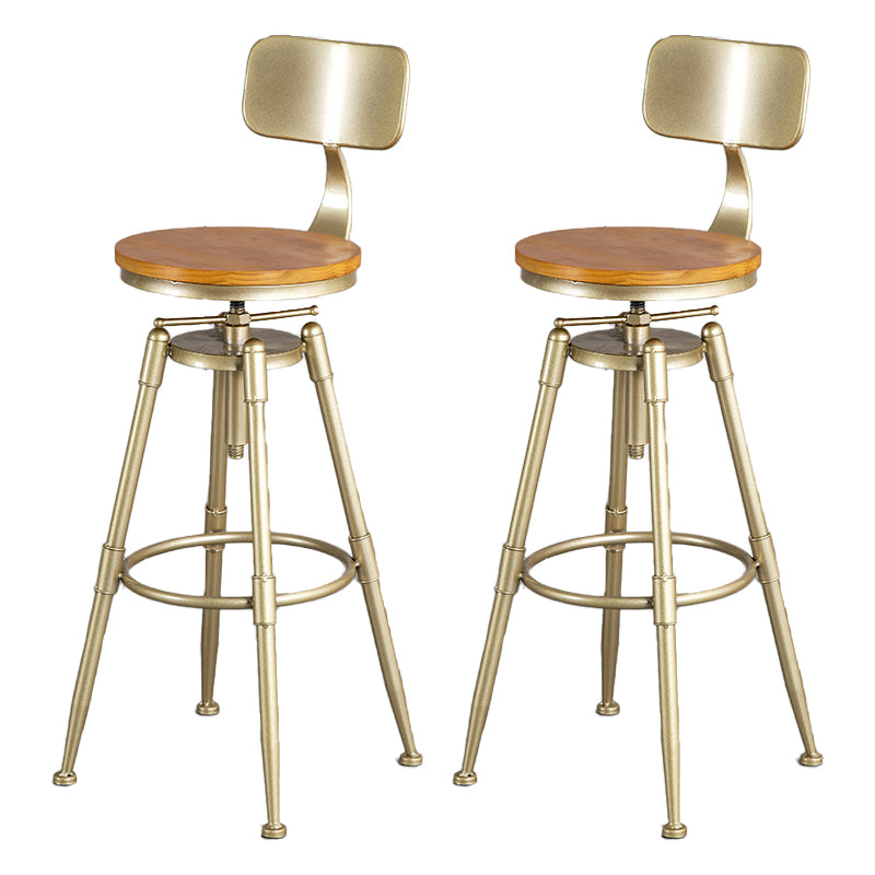 Living Room Glam Style Barstool Gold 4 Legs Bar Stool with Pedal