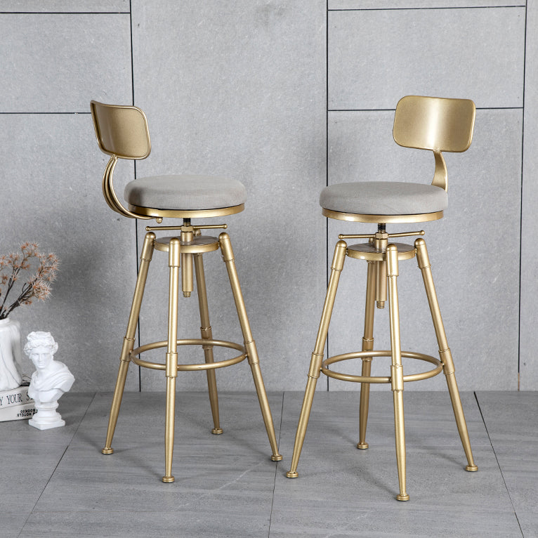 Living Room Glam Style Barstool Gold 4 Legs Bar Stool with Pedal