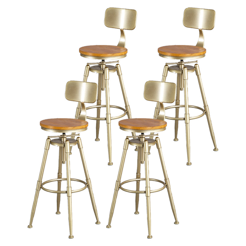Living Room Glam Style Barstool Gold 4 Legs Bar Stool with Pedal