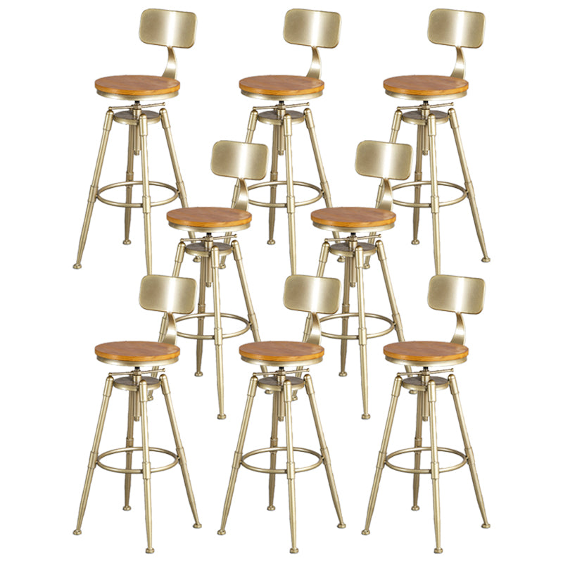 Living Room Glam Style Barstool Gold 4 Legs Bar Stool with Pedal