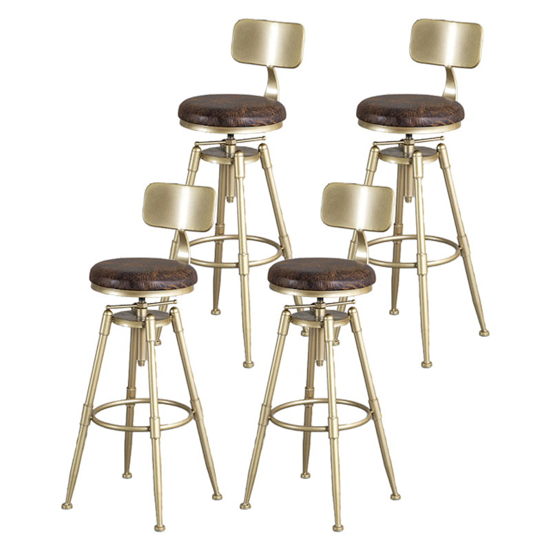 Living Room Glam Style Barstool Gold 4 Legs Bar Stool with Pedal