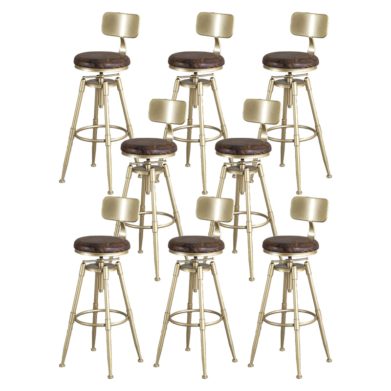Living Room Glam Style Barstool Gold 4 Legs Bar Stool with Pedal
