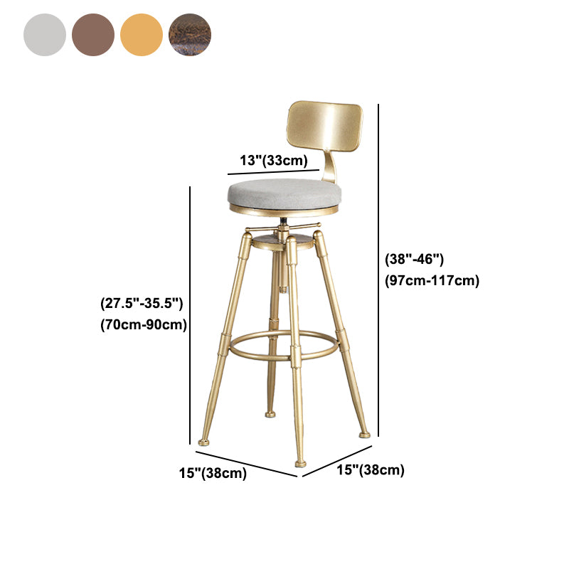 Living Room Glam Style Barstool Gold 4 Legs Bar Stool with Pedal