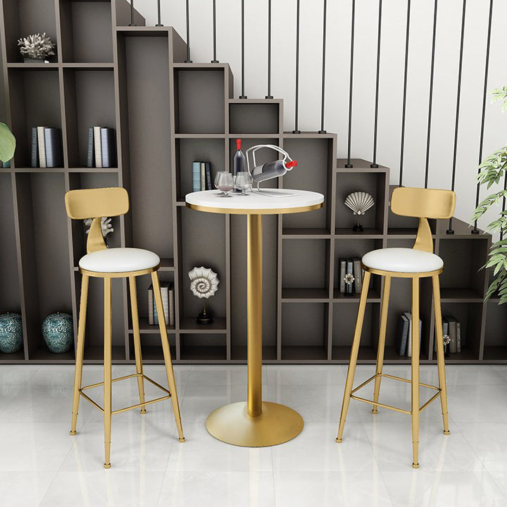 Nordic Style Leather Upholstered Barstool Gold Base Bar Stool for Living Room