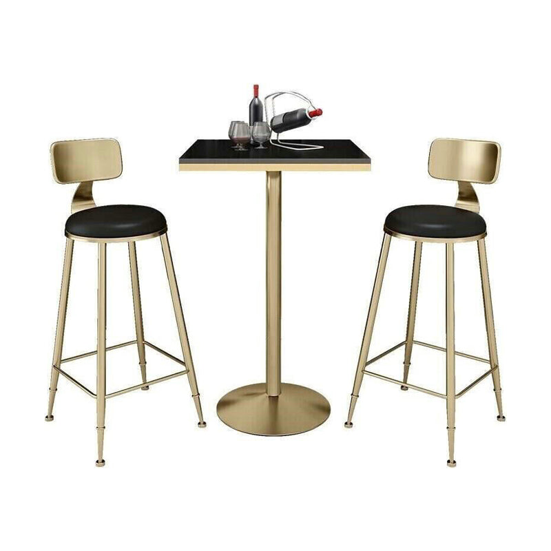 Nordic Style Leather Upholstered Barstool Gold Base Bar Stool for Living Room