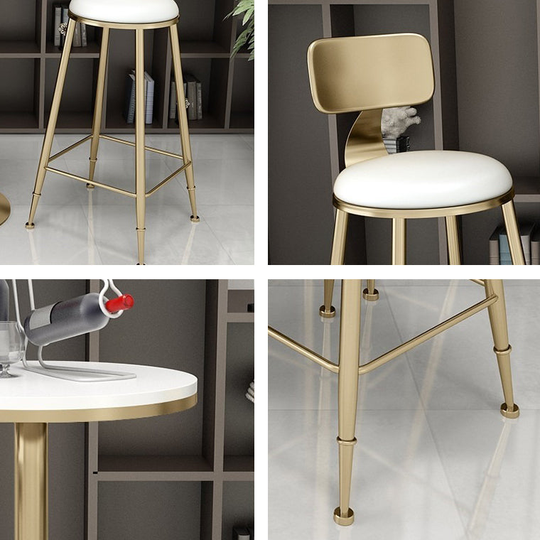 Nordic Style Leather Upholstered Barstool Gold Base Bar Stool for Living Room