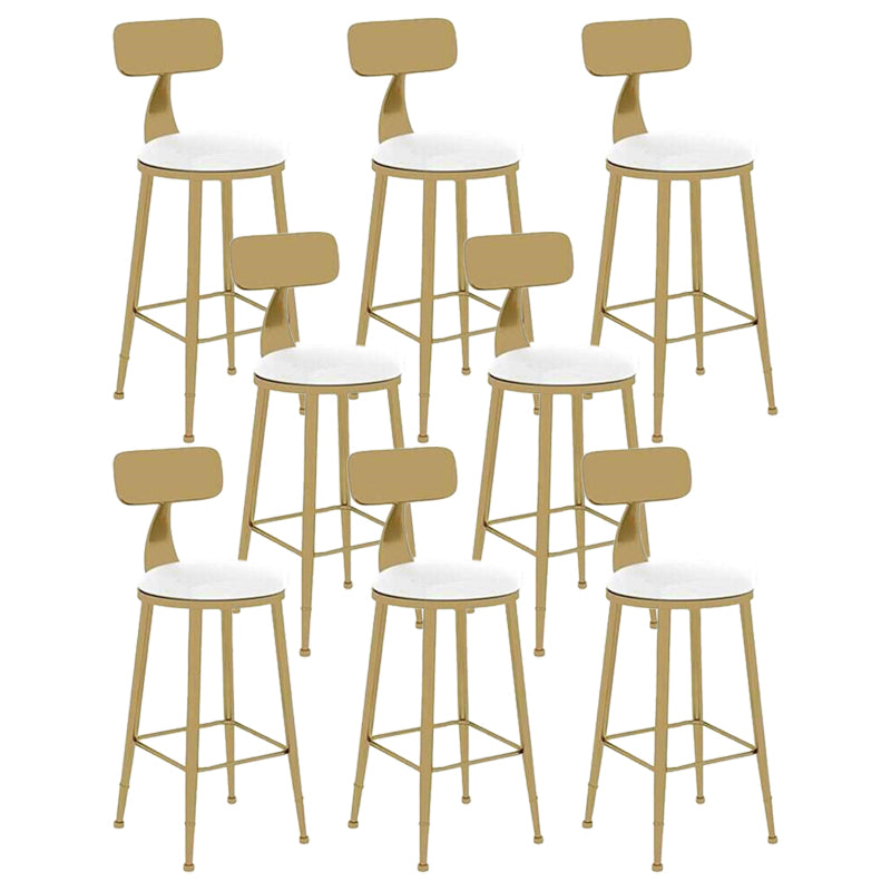 Nordic Style Leather Upholstered Barstool Gold Base Bar Stool for Living Room