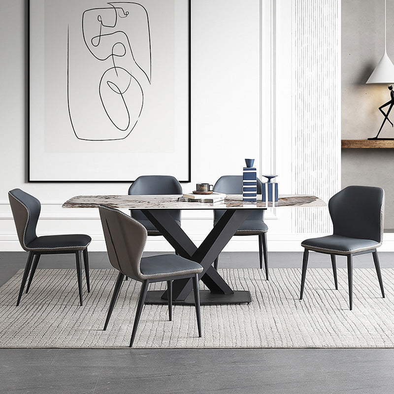 Designer Style Rectangular Dining Table Set 1/4/5/6/7 Pieces Sintered Stone Dining Set