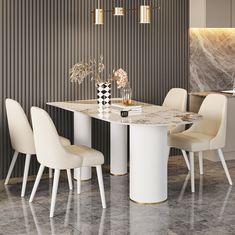 Modern Style Dining Table Sintered Stone Table with Metal Base for Home